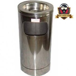 ถังขยะสแตนเลส พร้อมที่เขี่ยบุหรี่ ฝาปั๊ม 10″